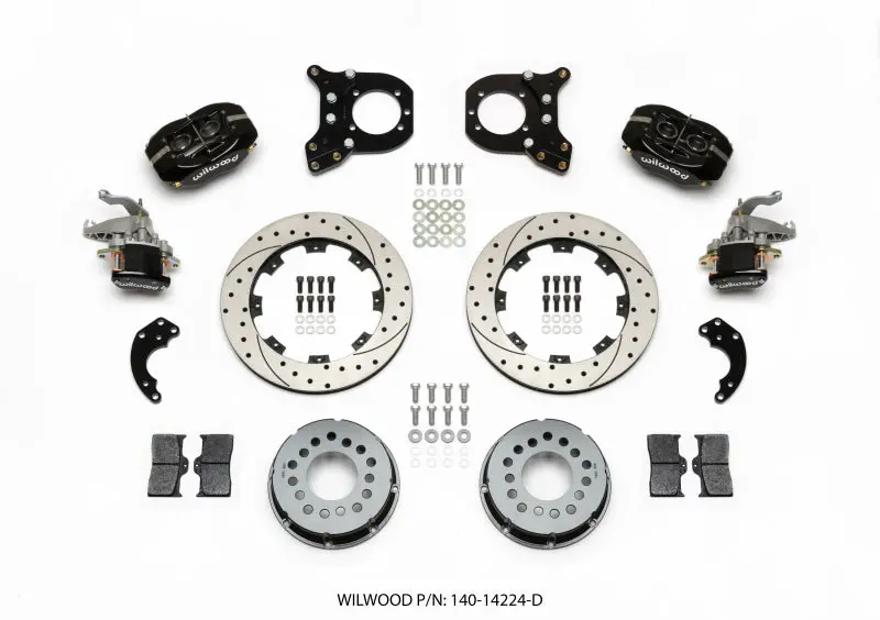 Wilwood Forged Dynalite P/S Rear Kit W/Mc4 P-Brake Drilled Chev 12 Bolt W/Clip Eliminator 1