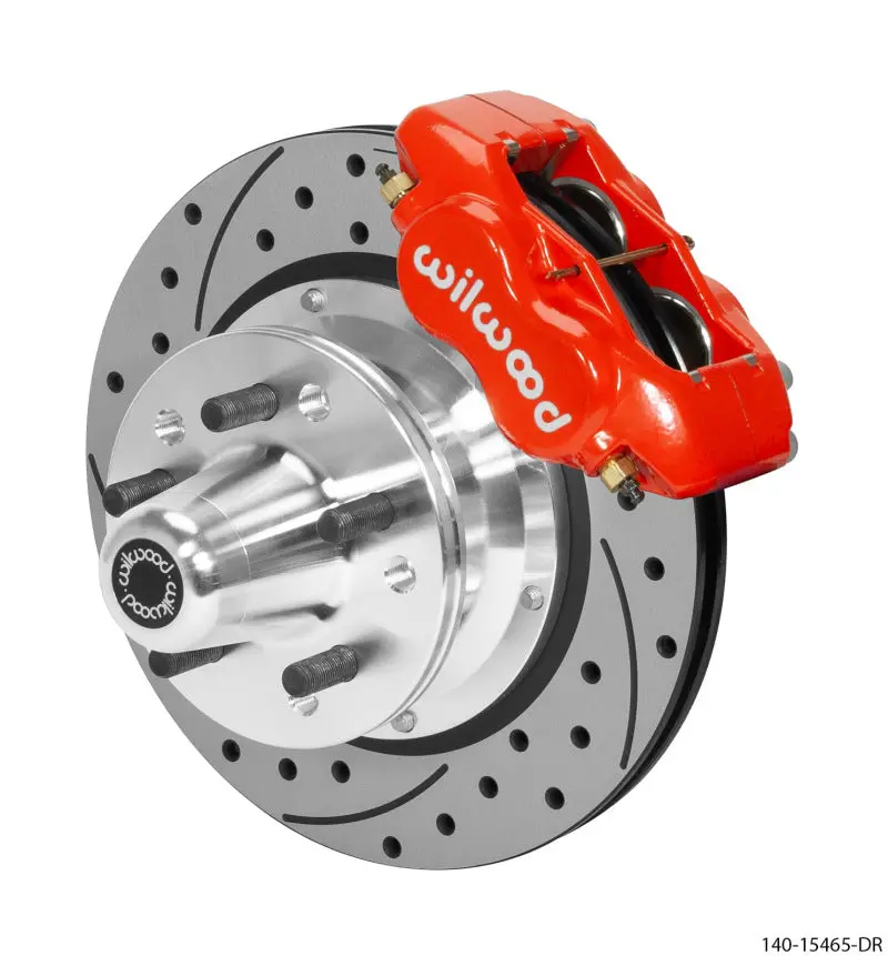 Wilwood Forged Dynalite Pro Series Front Brake Kit Red Caliper 11.00In Srp Drilled & Slotted Rotor 1