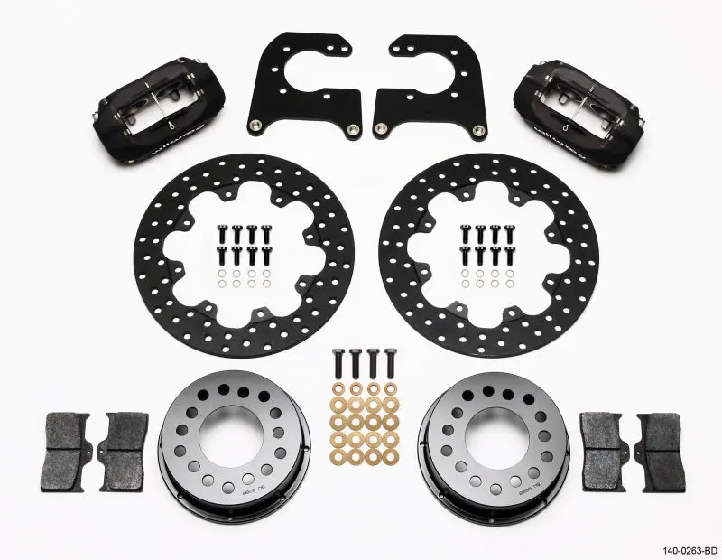 Wilwood Forged Dynalite Rear Drag Kit Drilled Rotor Chev 12 Bolt W C-Clips 1