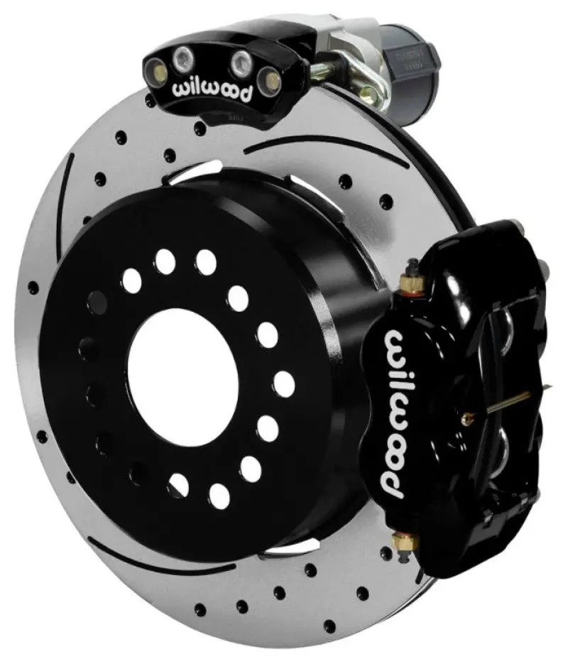Wilwood Forged Dynalite Rear Electronic Parking Brake Kit - Black Powder Coat Caliper - D/S Rotor 1