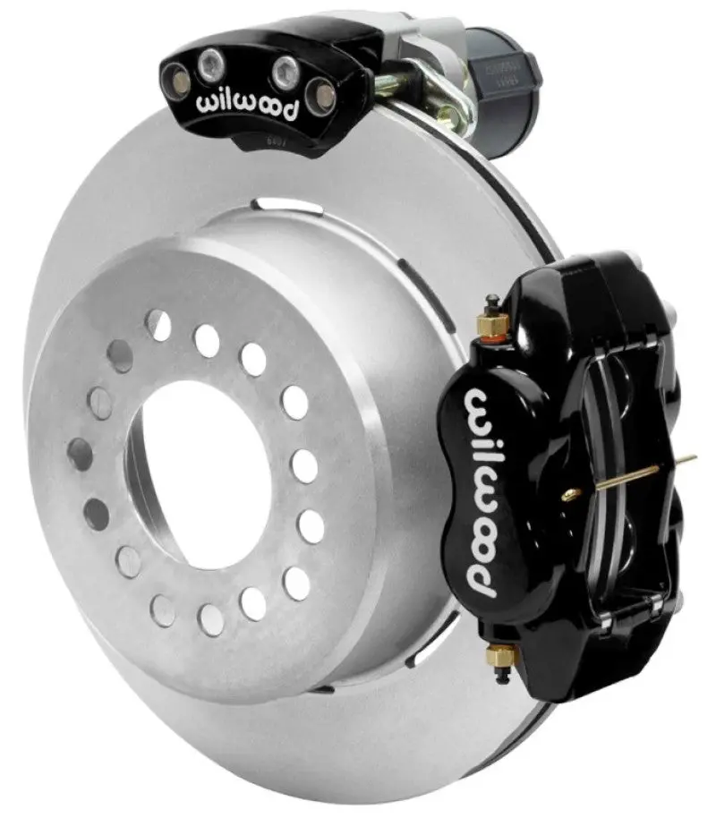 Wilwood Forged Dynalite Rear Electronic Parking Brake Kit - Black Powder Coat Caliper - Plain Rotor 1
