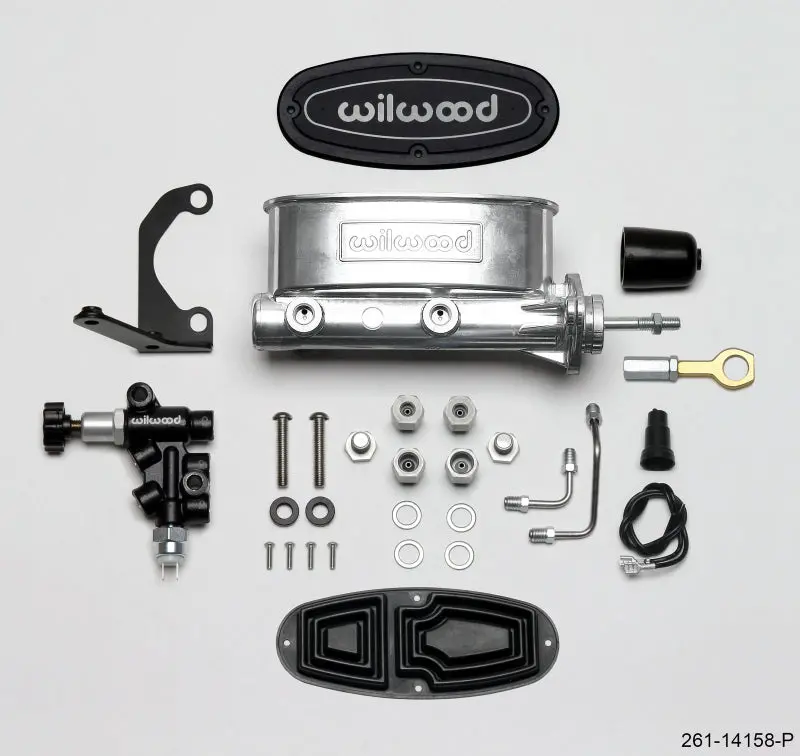 Wilwood Hv Tandem M/C Kit W L/H Bracket & Prop Valve - 15/16In Bore Ball Burn.-W/Push 1