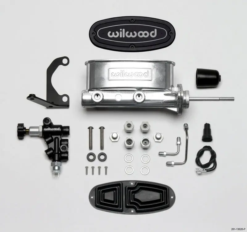 Wilwood Hv Tandem M/C Kit W L/H Bracket & Prop Valve - 15/16In Bore Ball Burnished-W/Pushrod 1