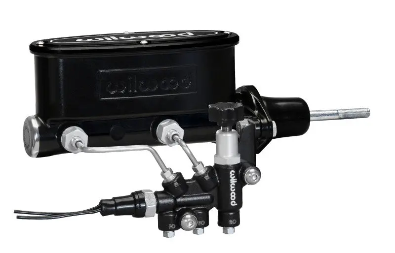 Wilwood Hv Tandem M/C Kit W L/H Bracket & Prop Valve - 15/16In Bore Black-W/Pushrod 2