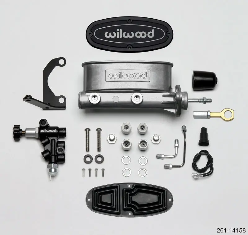 Wilwood Hv Tandem M/C Kit W L/H Bracket & Prop Valve - 15/16In Bore-W/Pushrod - Early Mustang 1