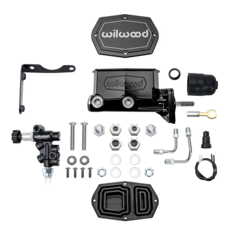 Wilwood Mopar Compact Tandem M/C Kit W/ P-Valve & Pushrod 1In Bore - Black 1