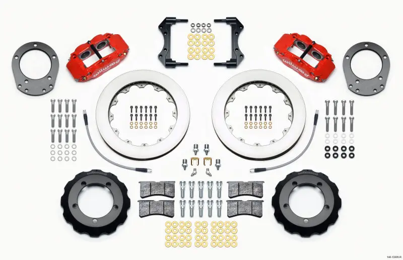 Wilwood Narrow Superlite 4R Front Hat Kit 12.88In Red 76-77 Ford Bronco Dana 44 W/Lines 1