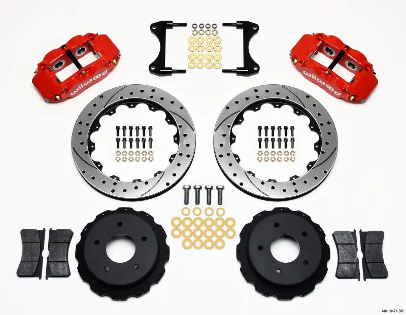Wilwood Narrow Superlite 4R Rear Kit 12.88In Drilled Red 65-82 Corvette C2/C3 1