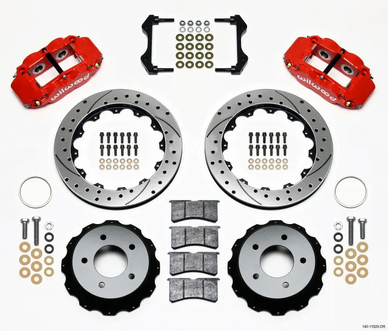 Wilwood Narrow Superlite 4R Rear Kit 12.88In Drilled Red 84-87 Corvette C4 1