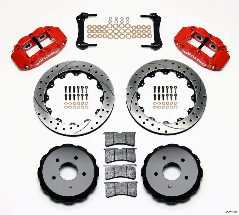 Wilwood Narrow Superlite 4R Rear Kit 12.88In Drilled Red 97-04 Corvette C5/Z06 1