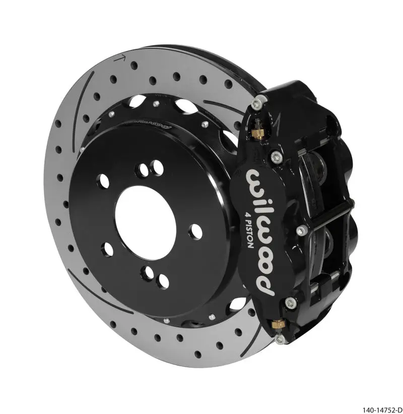Wilwood Narrow Superlite 4R Rear Kit 12.88In Drilled/Slotted Black 00-06 Bmw M3 E46 1