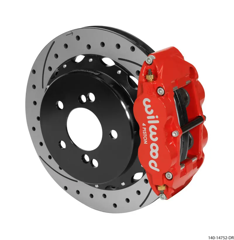 Wilwood Narrow Superlite 4R Rear Kit 12.88In Drilled/Slotted Red 00-06 Bmw M3 E46 1