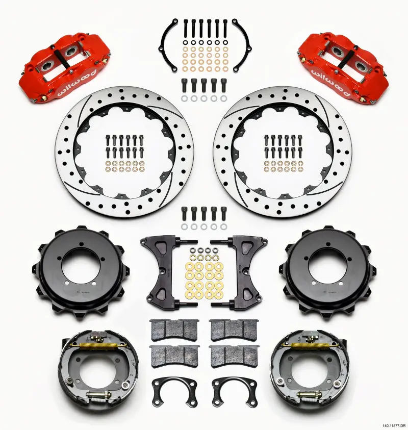Wilwood Narrow Superlite 4R Rear Kit 12.88In Red Speedway Eng Floater W/ New Style End 1