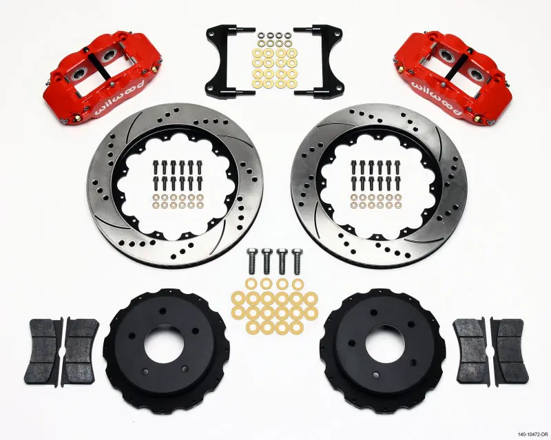 Wilwood Narrow Superlite 4R Rear Kit 14.00In Drill Red 65-82 Corvette C2/C3 1