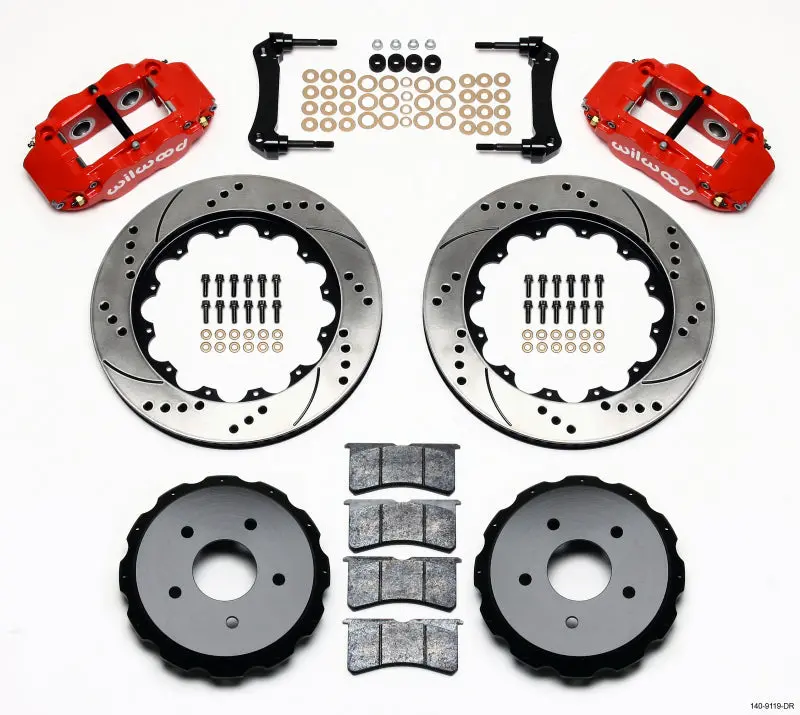Wilwood Narrow Superlite 4R Rear Kit 14.00In Drill Red 97-04 Corvette C5/Z06 05-13 C6 1