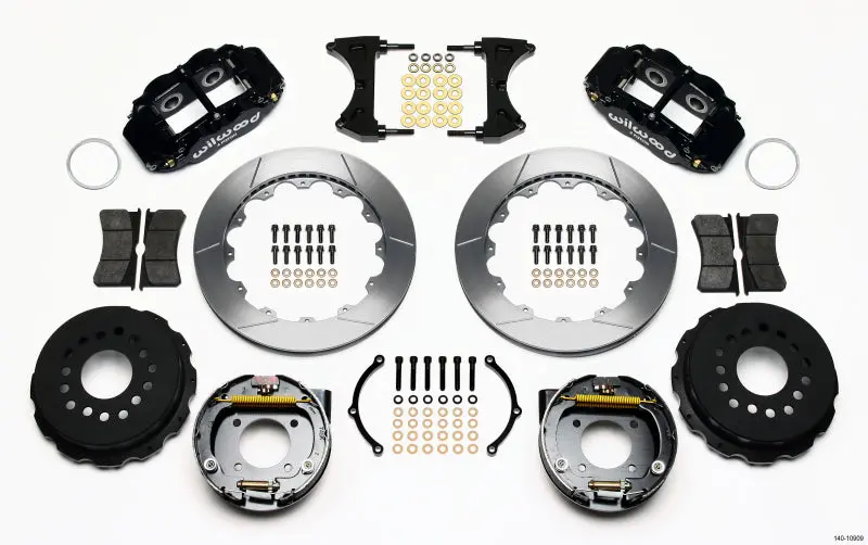 Wilwood Narrow Superlite 4R Rear P-Brk Kit 12.88In Chevy 12 Bolt-Spec 3.15In Bearing Front Mt 1