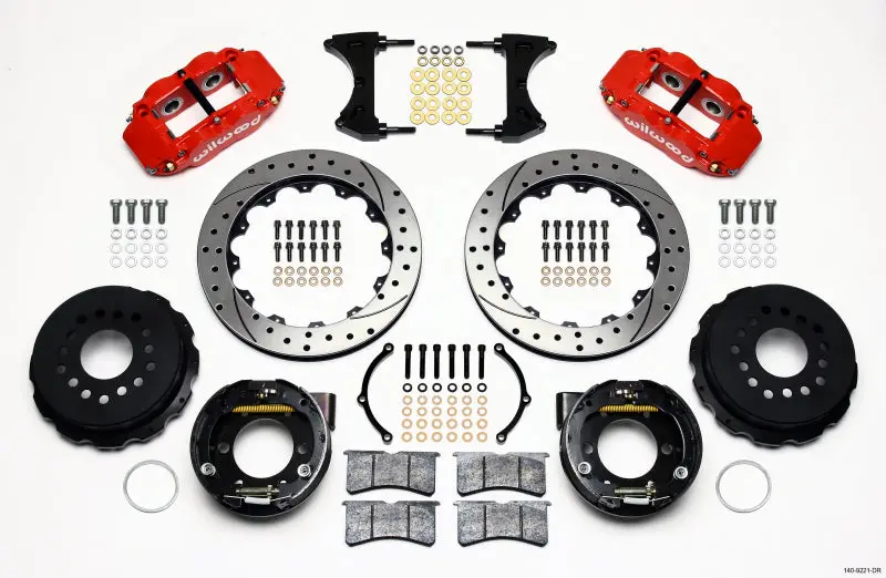 Wilwood Narrow Superlite 4R Rear P-Brk Kit 12.88In Drill Red 2005-2014 Mustang 1