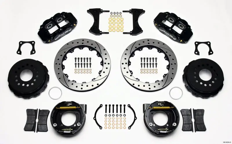 Wilwood Narrow Superlite 4R Rear P-Brk Kit 12.88In Drilled 58-64 Olds/Pontiac Ends 2.81In Offset 1