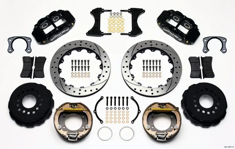 Wilwood Narrow Superlite 4R Rear P-Brk Kit 12.88In Drilled Big Ford New Style 2.50In Off Stag Mount 1
