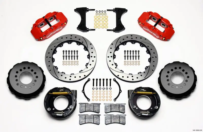 Wilwood Narrow Superlite 4R Rear P-Brk Kit 12.88In Drilled Red Chevy C-10 2.42 Offset 5-Lug 1