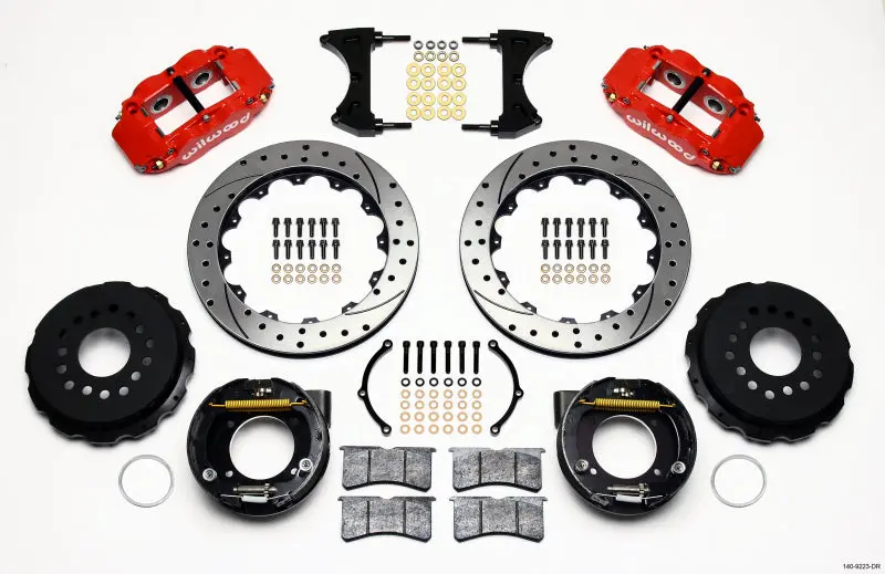 Wilwood Narrow Superlite 4R Rear P-Brk Kit 12.88In Drilled Red Ford 8.8 W/2.5In Offset-5 Lug 1