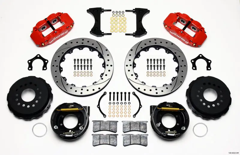 Wilwood Narrow Superlite 4R Rear P-Brk Kit 12.88In Drilled Red Mopar/Dana 2.36In Off W/Snap Ring 1