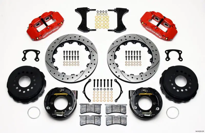 Wilwood Narrow Superlite 4R Rear P-Brk Kit 12.88In Drilled Red Small Ford 2.50In Offset 1