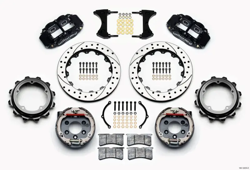 Wilwood Narrow Superlite 4R Rear P-Brk Kit 12.88In Drilled Strange Eng Floater 3.49In Offset 1
