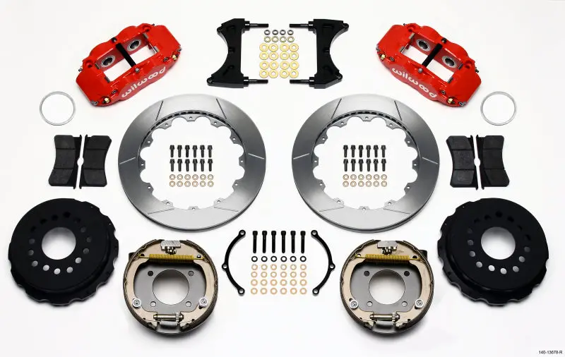 Wilwood Narrow Superlite 4R Rear P-Brk Kit 12.88In Red Chevy 12 Bolt W/ C-Clips 1