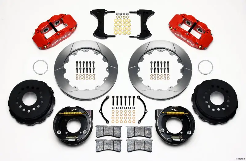 Wilwood Narrow Superlite 4R Rear P-Brk Kit 12.88In Red Chevy 12 Bolt W/ C-Clips 1