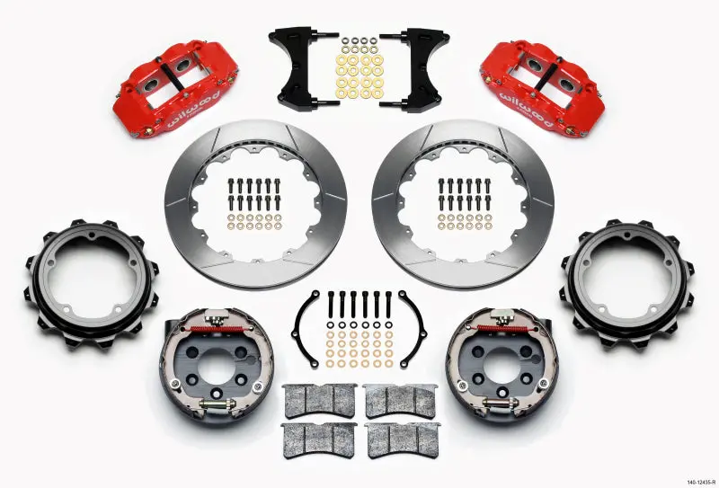 Wilwood Narrow Superlite 4R Rear P-Brk Kit 12.88In Red Strange Eng Floater 3.49In Offset 1