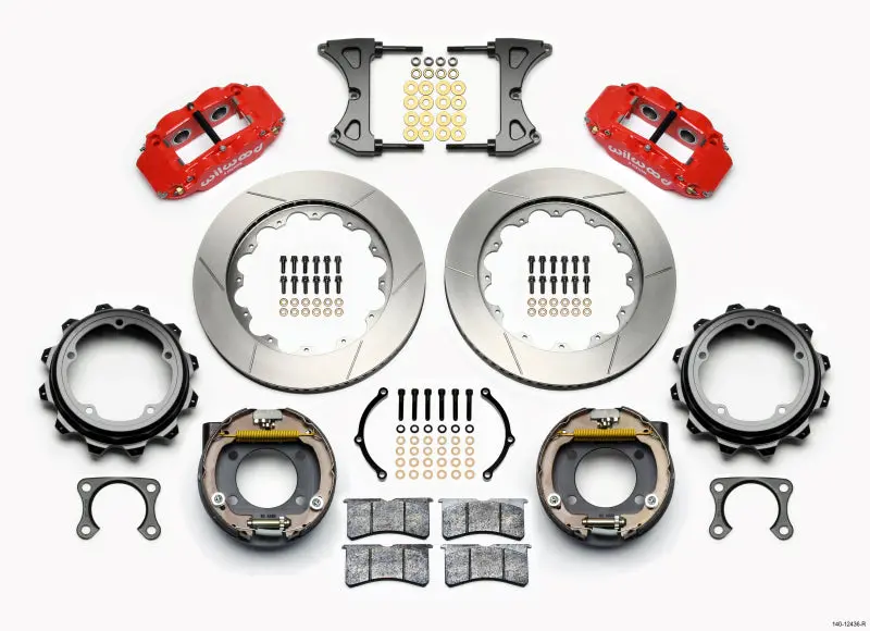 Wilwood Narrow Superlite 4R Rear P-Brk Kit 14.00In Red Strange Eng Floater 3.49In Offset 1