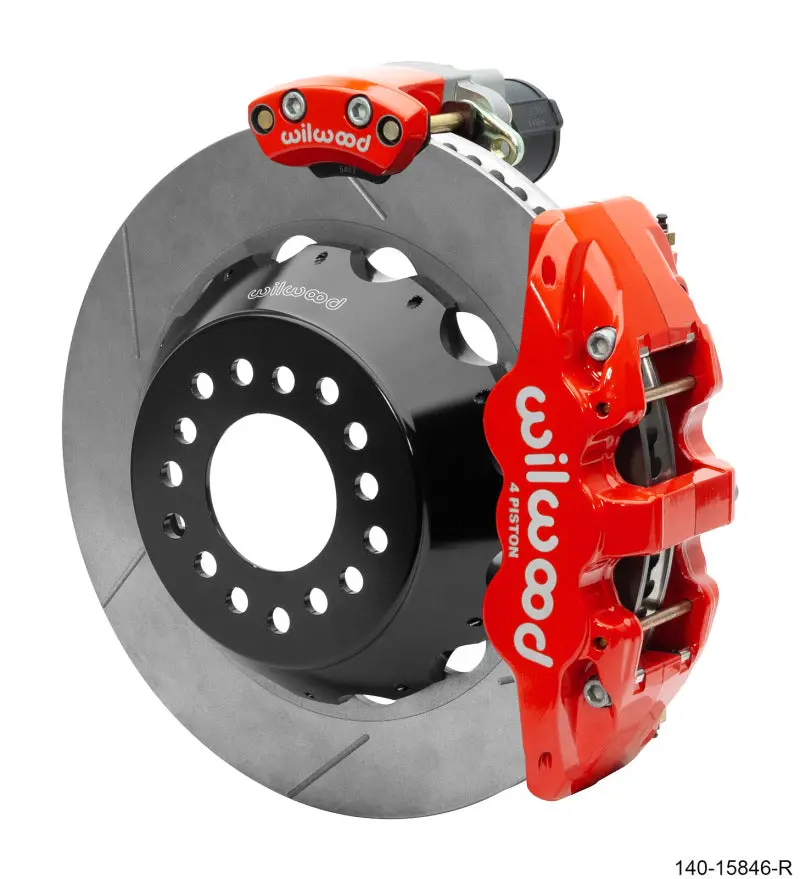 Wilwood Narrow Superlite 4R Rear P-Brk Kit Aero4 14In Rotor Big Ford New Style 2.5In Off - Red 1