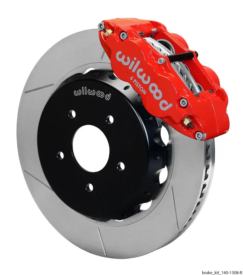 Wilwood Narrow Superlite 6R Dust Seal Front Hub Kit 14.00In Red W/ Lines 04-06 Gto 1