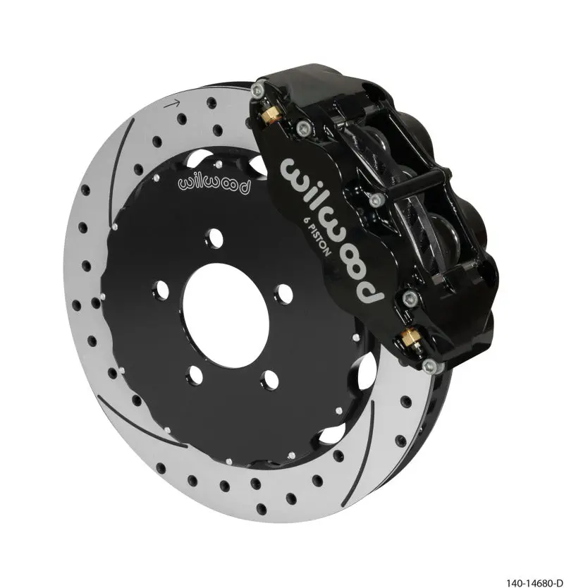Wilwood Narrow Superlite 6R Front Big Brake Kit 12.88In Drilled Black 05-11 Ford Crown Victoria 1
