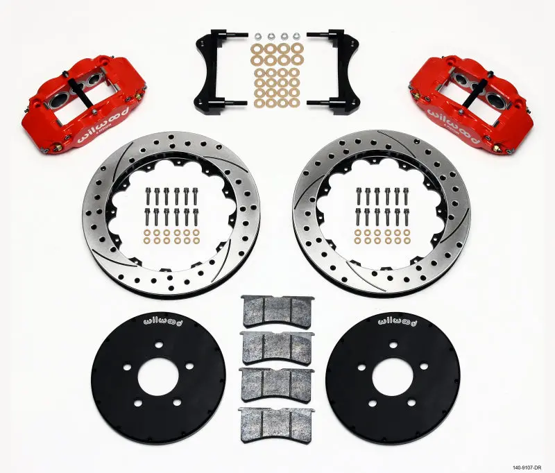 Wilwood Narrow Superlite 6R Front Hat Kit 12.88In Drill Red 1994-2004 Mustang 1