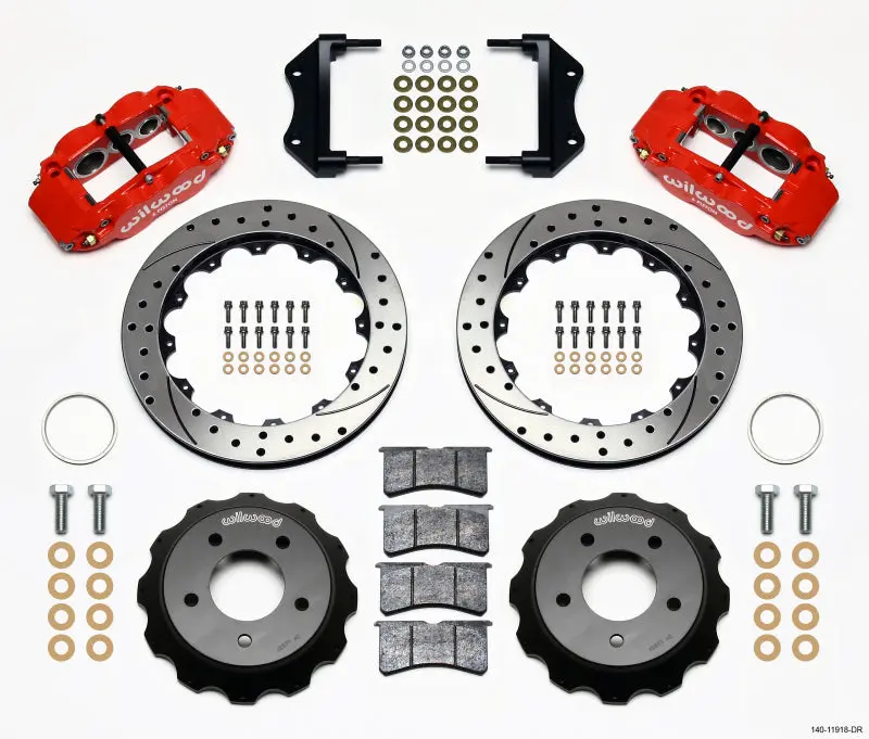 Wilwood Narrow Superlite 6R Front Hat Kit 12.88In Drilled Red 84-87 Corvette C4 1