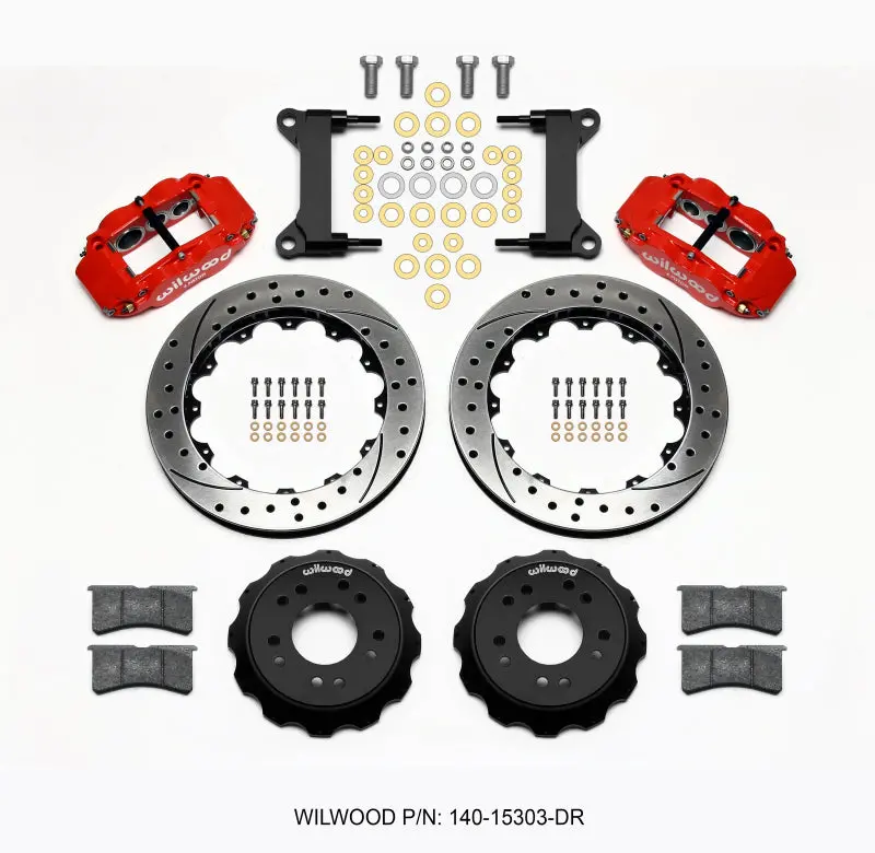 Wilwood Narrow Superlite 6R Front Hat Kit 13.06 Drilled Red 63-87 C10 W/ Wilwood Pro Spindles 1