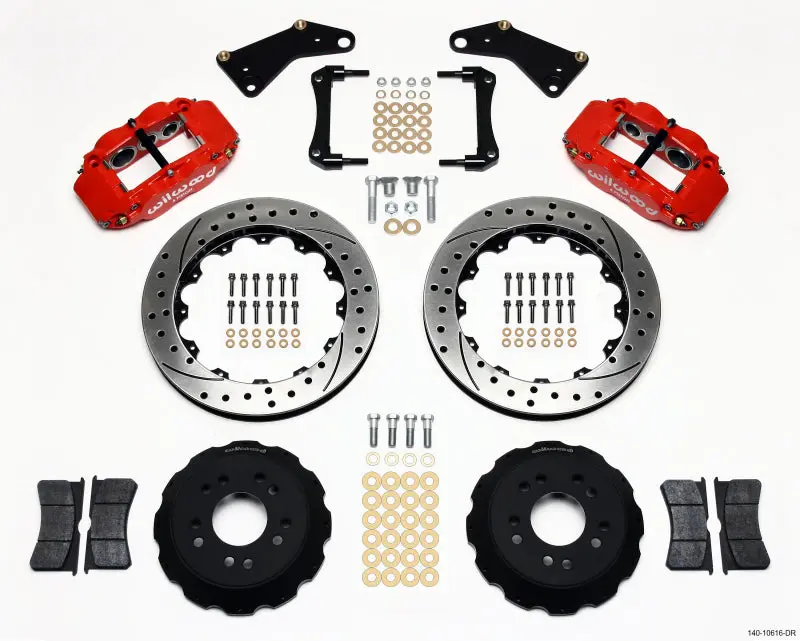 Wilwood Narrow Superlite 6R Front Hat Kit 13.06In Drill Red 65-82 Corvette C2/C3 1