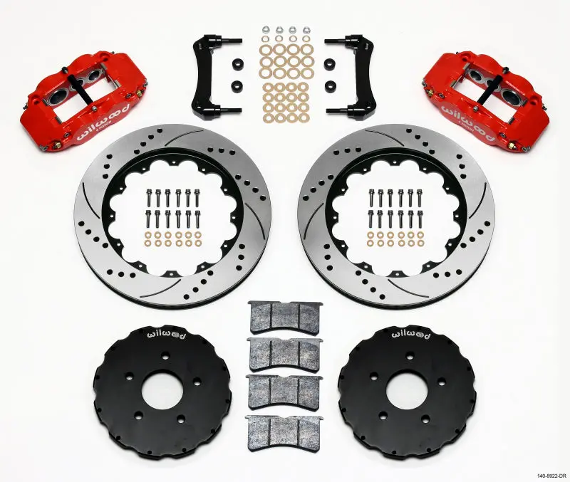 Wilwood Narrow Superlite 6R Front Hat Kit 14.00In Drill Red 2005-Up Corvette C6 1