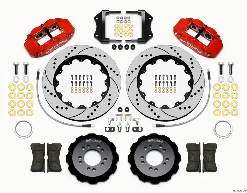 Wilwood Narrow Superlite 6R Front Hat Kit 14.00In Drill Red 2013-Up Ford Focus St W/ Lines 1