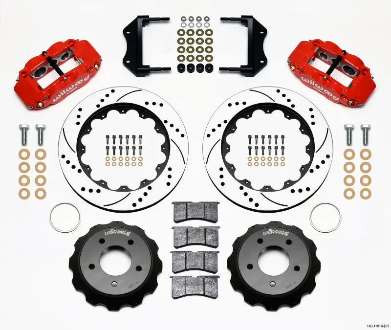 Wilwood Narrow Superlite 6R Front Hat Kit 14.00In Drilled Red 84-87 Corvette C4 1