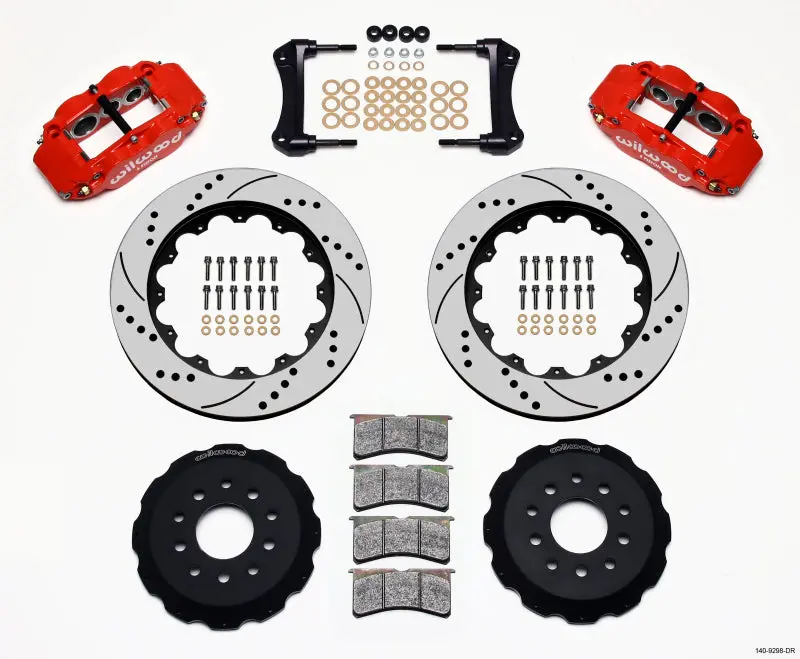 Wilwood Narrow Superlite 6R Front Hat Kit 14.00In Drilled Red 88-93 Corvette C4 1