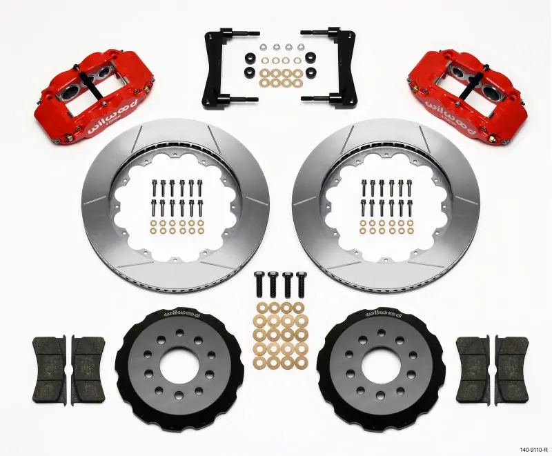 Wilwood Narrow Superlite 6R Front Hat Kit 14.00In Red 2005-2014 Mustang 1