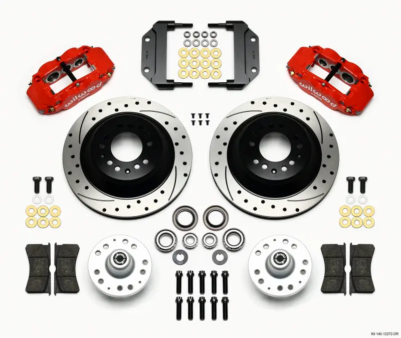 Wilwood Narrow Superlite 6R Front Hub & 1Pc Rtr Kit 12.88In Drilled -Red Magnum Force Drop Spindle 1