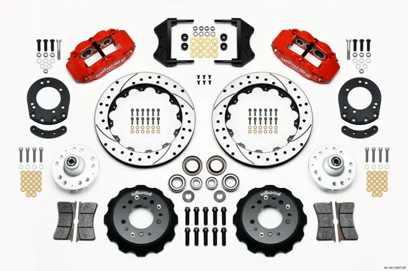 Wilwood Narrow Superlite 6R Front Hub Kit 12.88In Drill Red 1965-1969 Mustang Drum Spindle 1