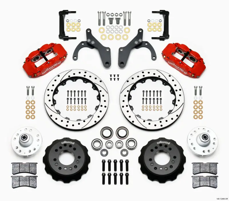 Wilwood Narrow Superlite 6R Front Hub Kit 12.88In Drill Red 59-64 Chevy Impala / 63-64 Corvette 1