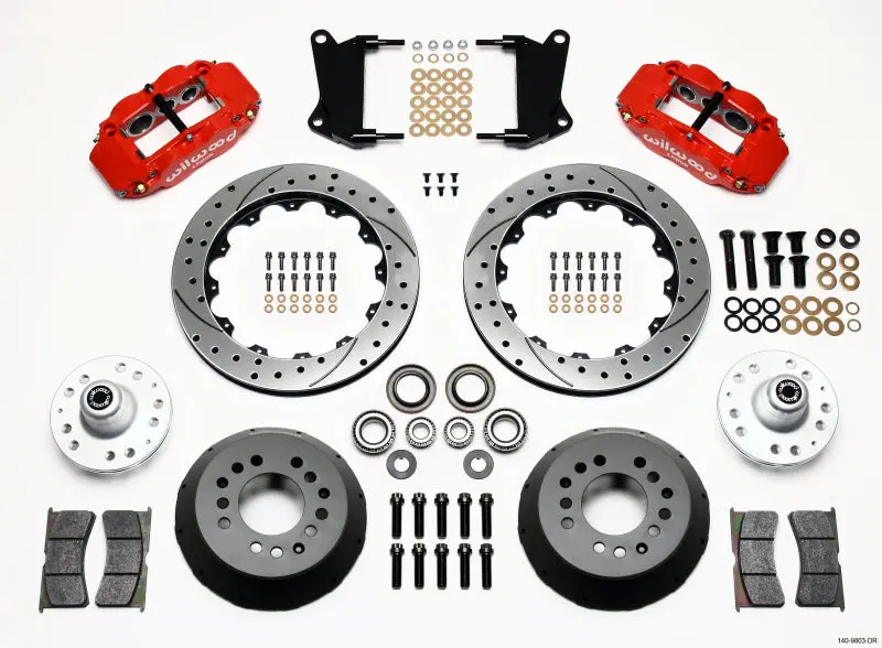 Wilwood Narrow Superlite 6R Front Hub Kit 12.88In Drill Red 67-69 Camaro 64-72 Nova Chevelle 1