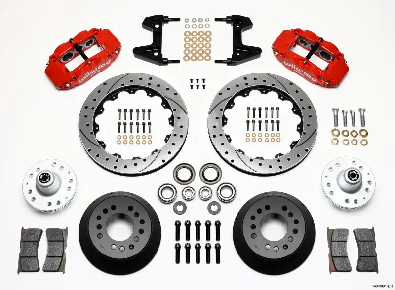 Wilwood Narrow Superlite 6R Front Hub Kit 12.88In Drill Red 74-80 Pinto/Mustang Ii Disc Spindle Only 1