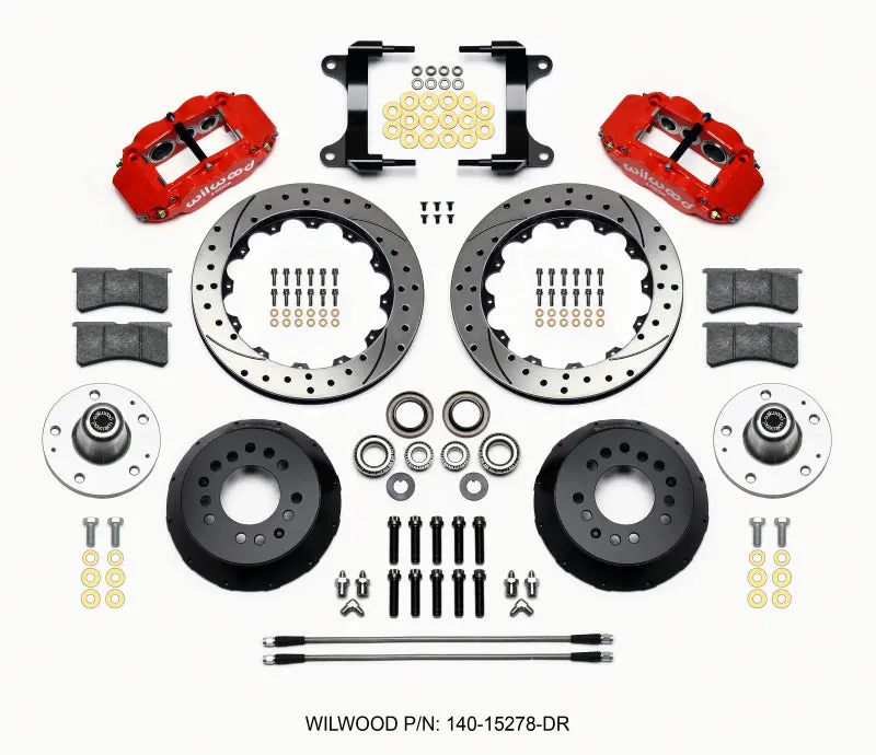 Wilwood Narrow Superlite 6R Front Hub Kit 12.88In Drill Red 82-92 Camaro//Firebird 1
